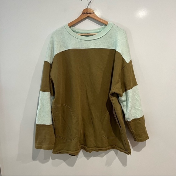 Free People Jordan Color Block Pullover Sweatshirt Fleece Top - Picture 2 of 11